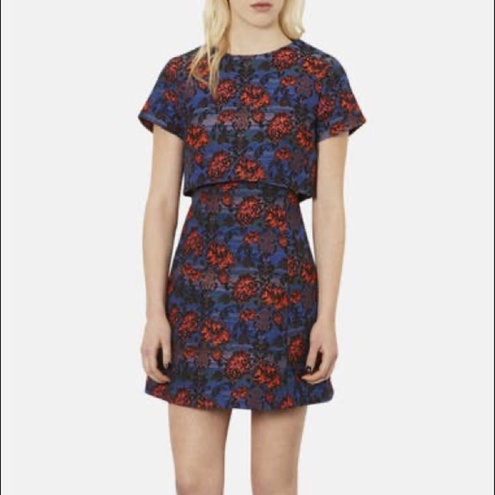Topshop Crocus Print Tiered Skater Dress
